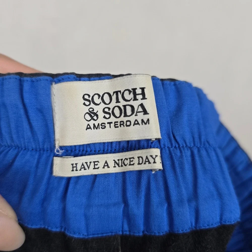 Scotch &‎ Soda Estelle Navy Blue Faux Leather Elastic Waist Tapered Pants Large